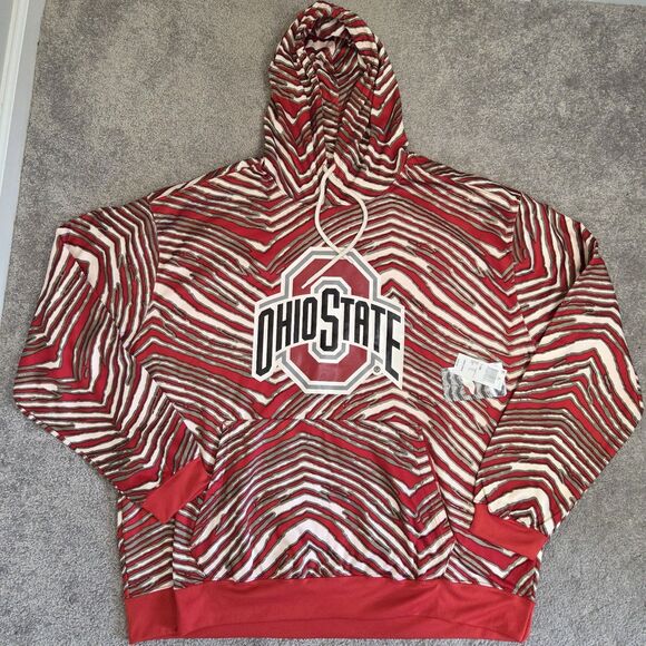 Zubaz Ohio State Buckeyes Men's Size Large Zebra Print Hoodie VTG Stripe - Picture 1 of 14